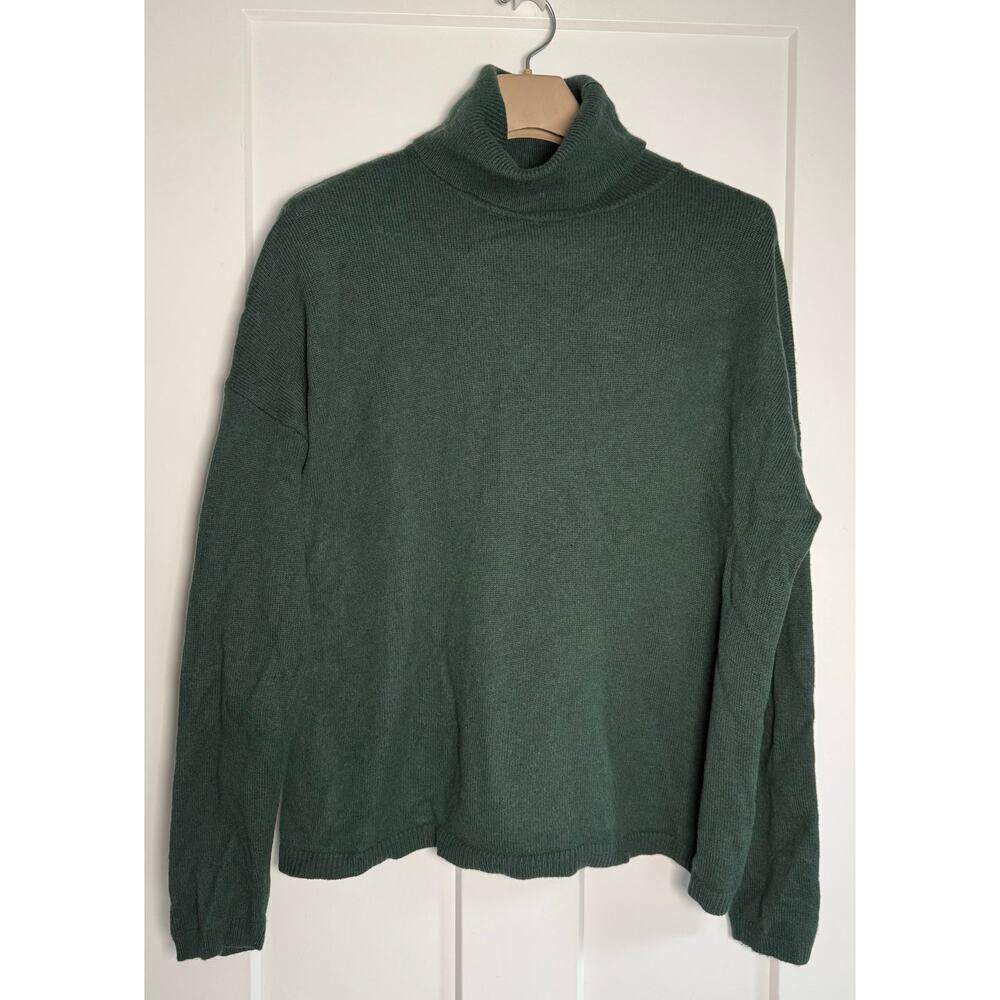 Boden Green 100% Wool Women’s Ribbed Turtleneck Sweater Size LARGE